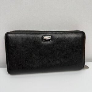 Dolce & Gabbana Black Zip Around Wallet Silver HW